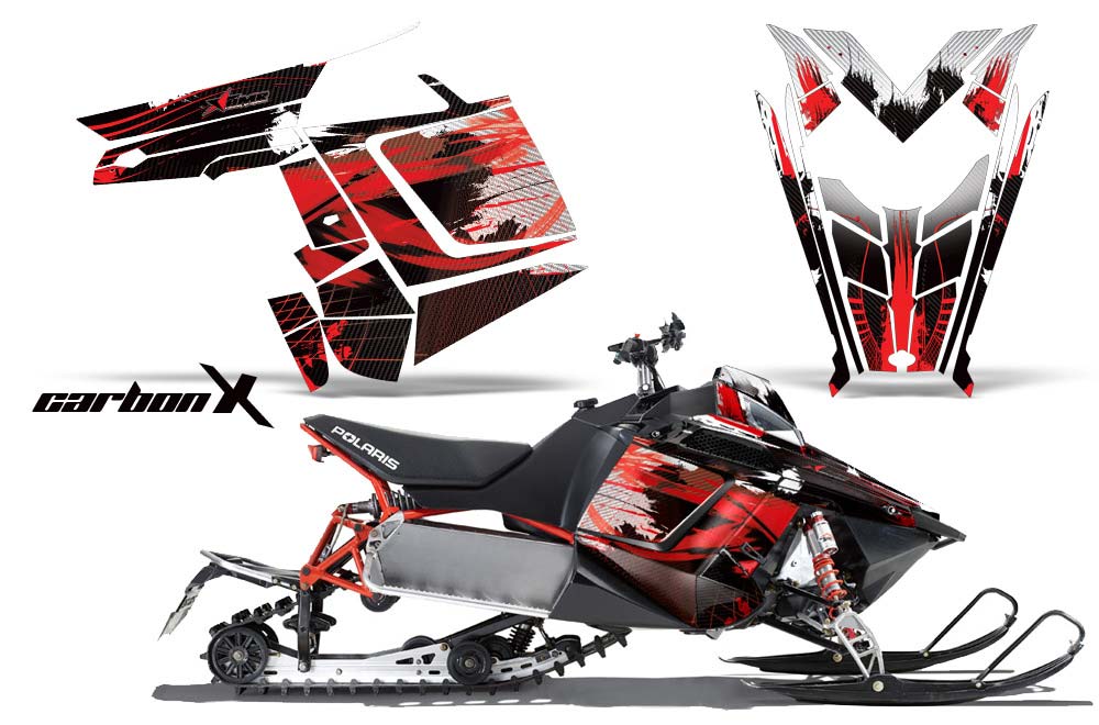 Polaris Pro R Rmk Rush Assault Sled Graphics Carbon X Red Snowmobile Graphic Decal Wrap Kit Polaris Sled Graphics Snowmobile Sled Graphic Kits