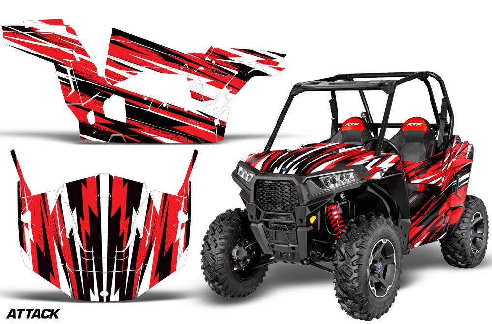 Polaris RZR 900S UTV Graphics: Attack - Red Side by Side Graphic Decal Wrap...