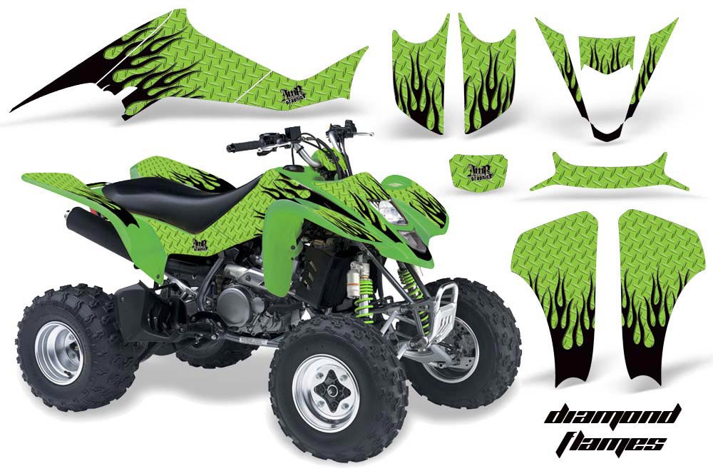 Suzuki LTZ 400 ATV Graphic Kit - 2003-2008 Diamond Flames Green