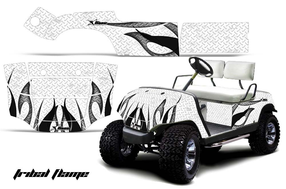 Yamaha Golf Cart Graphics Tribal Flames - White Golf Cart 